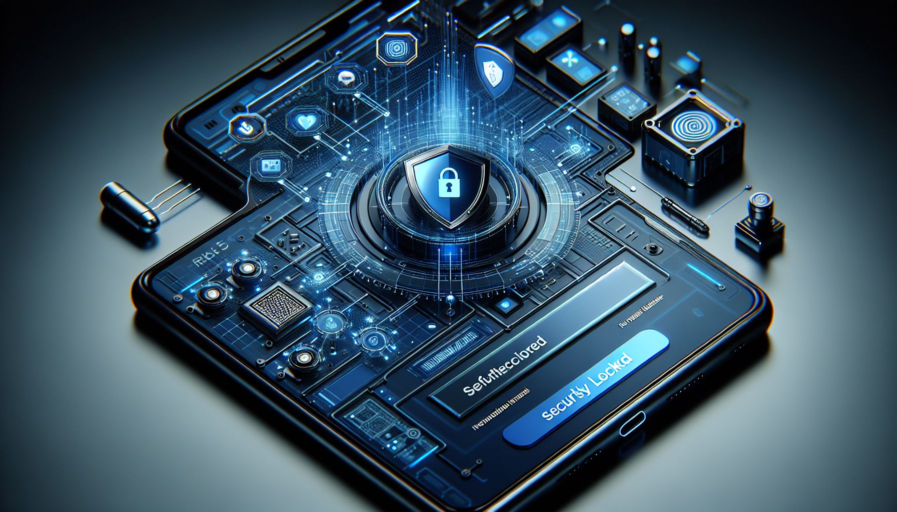 Secure RK55 login and account protection concept with advanced mobile security visuals