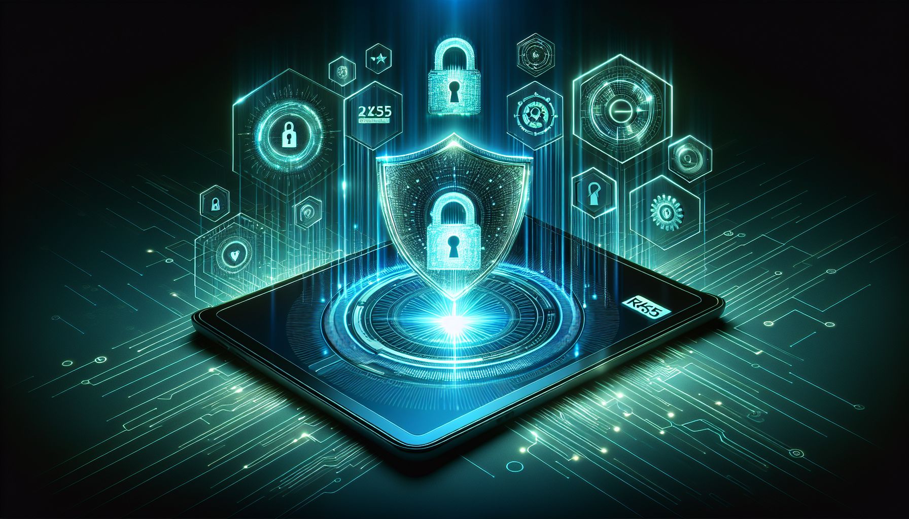 RK55 account protection concept with digital shield and secure login indicators